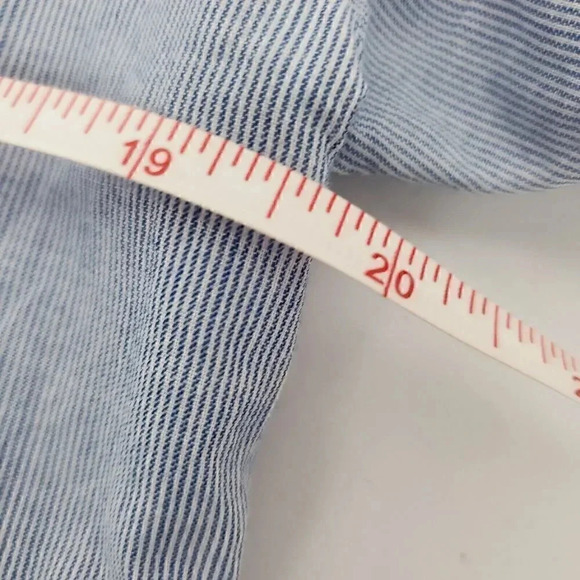 ANN TAYLOR LOFT Blue White‎ Pinstripe Button Up Contrasting Long Sleeved Shirt - Picture 11 of 11
